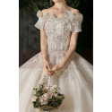 Puffy Goddess Wedding Dress With Sparkling Ruffle Neckline - Ref M1255 - 02