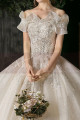 Puffy Goddess Wedding Dress With Sparkling Ruffle Neckline - Ref M1255 - 02