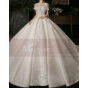Puffy Goddess Wedding Dress With Sparkling Ruffle Neckline - Ref M1255 - 03