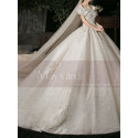 Puffy Goddess Wedding Dress With Sparkling Ruffle Neckline - Ref M1255 - 04