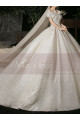 Puffy Goddess Wedding Dress With Sparkling Ruffle Neckline - Ref M1255 - 04