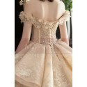 Gorgeous Champagne Gold Wedding Dresses Sparkling Floral Top - Ref M1256 - 02