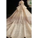 Gorgeous Champagne Gold Wedding Dresses Sparkling Floral Top - Ref M1256 - 04