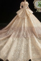 Robe Mariage Dorée Epaules Dégagées Corset Etincelant Fleurs - Ref M1256 - 04