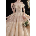 Gorgeous Champagne Gold Wedding Dresses Sparkling Floral Top - Ref M1256 - 06