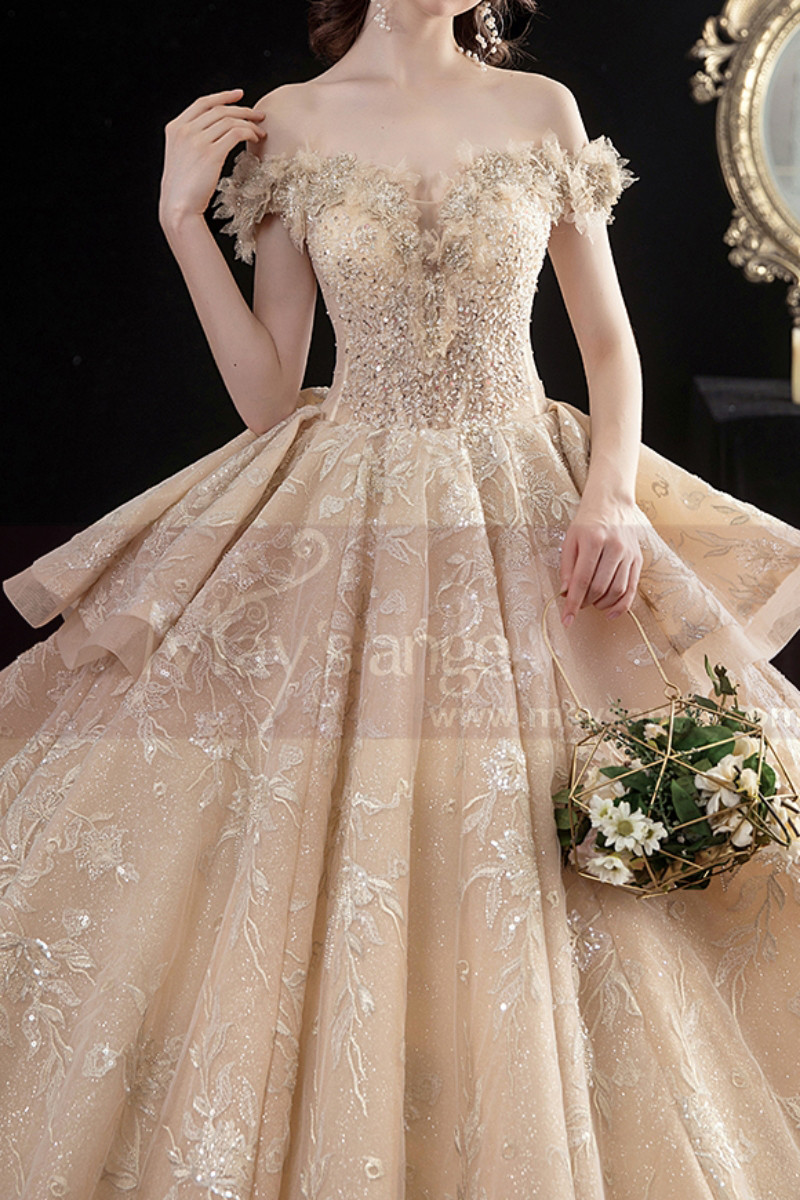 champagne gold wedding gown