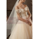 Floor Lenght Champagne Color Wedding Dress Sparkling Bodice - Ref M1259 - 02
