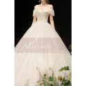 Floor Lenght Champagne Color Wedding Dress Sparkling Bodice - Ref M1259 - 04