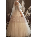 Floor Lenght Champagne Color Wedding Dress Sparkling Bodice - Ref M1259 - 05