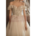 Floor Lenght Champagne Color Wedding Dress Sparkling Bodice - Ref M1259 - 06