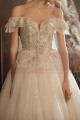 Floor Lenght Champagne Color Wedding Dress Sparkling Bodice - Ref M1259 - 06