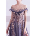 Sheer neckline mother of the groom dresses golden embroidery - Ref L2020 - 05