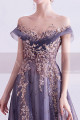 Sheer neckline mother of the groom dresses golden embroidery - Ref L2020 - 05