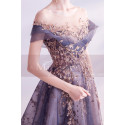 Sheer neckline mother of the groom dresses golden embroidery - Ref L2020 - 07