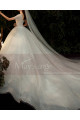 V Neck Wedding Dress With Short Sleeves And Checkered Top - Ref M1260 - 04