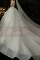 V Neck Wedding Dress With Short Sleeves And Checkered Top - Ref M1260 - 05