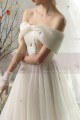 Beautiful Tie Neck Off The Shoulder Wedding Dress Satin Top - Ref M1264 - 05