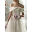 Beautiful Tie Neck Off The Shoulder Wedding Dress Satin Top - Ref M1264 - 06