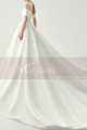 Splendid Tie Neck Bodice Satin Bridal Gowns With Long Train - Ref M1265 - 05