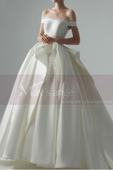 Sleeveless Satin Ball Gown Wedding Dress Multi Layer Skirt - M1266 #1