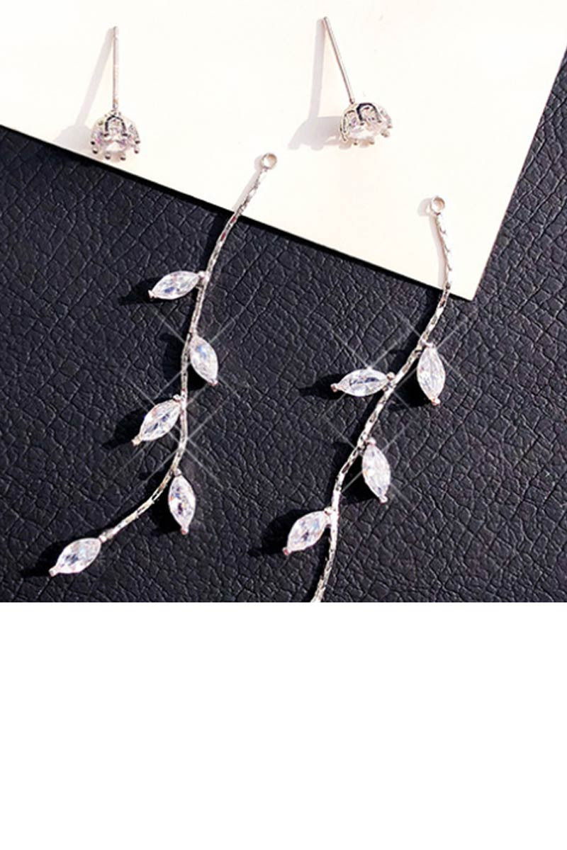 Stylish crystal leaf pendant earrings - Ref B102 - 01