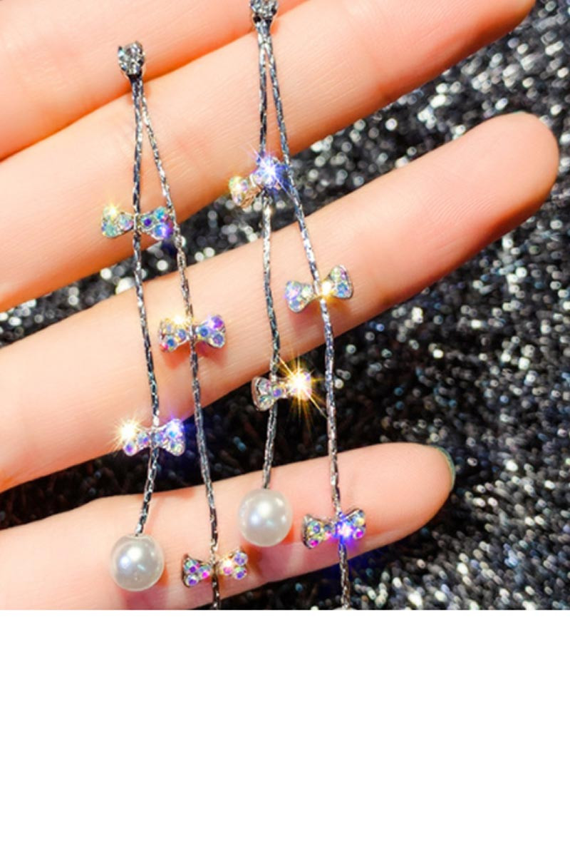 Sparkly multicolor long drop earrings - Ref B104 - 01