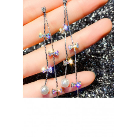 Sparkly multicolor long drop earrings
