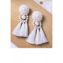 Boucles vintage pompon blanc - Ref B087 - 02