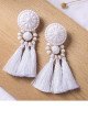 Boucles vintage pompon blanc - Ref B087 - 02