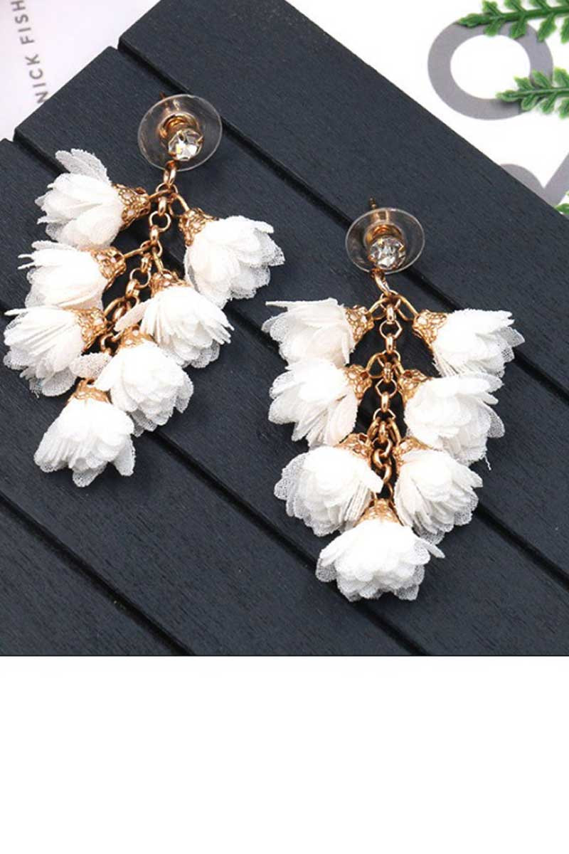 Beautiful cheap white flower earrings - Ref B0109 - 01