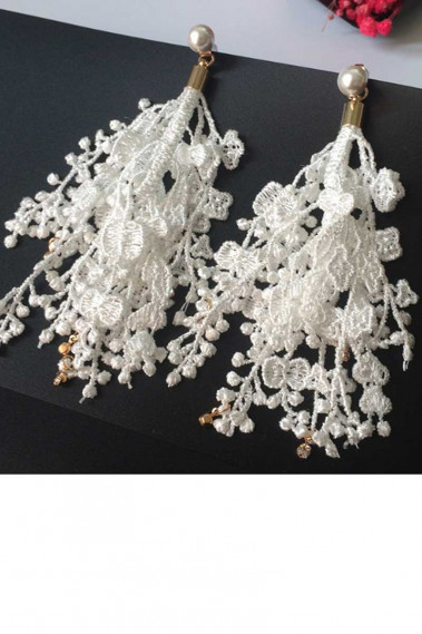 Stylish white earrings for engagement - B0107 #1