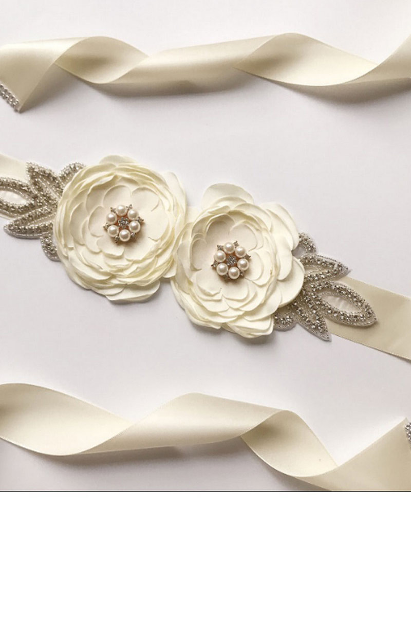 Ivory satin belt for bridesmaid dresses - Ref YD002 - 01