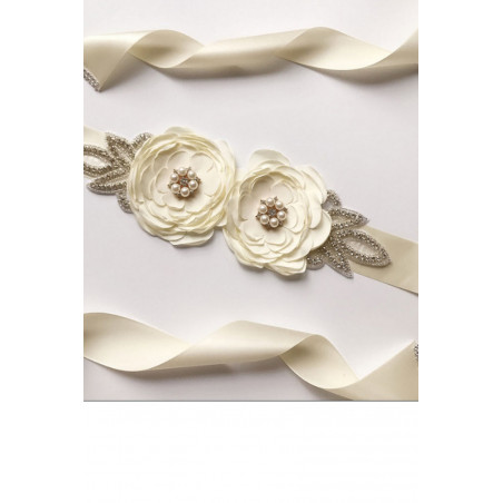 Ivory satin belt for bridesmaid dresses