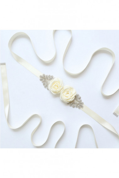Ceinture mariage blanc cassé fleurs - YD001 #1