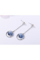 Circle earrings with blue stone heart - Ref B092 - 06