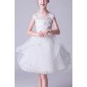 Robe Tulle Douce Blanche Fille Corsage Brodé - Ref TQ015 - 05