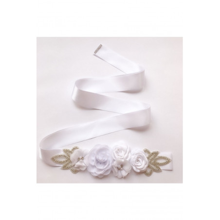 Ceinture rose fleurs une touche dorée