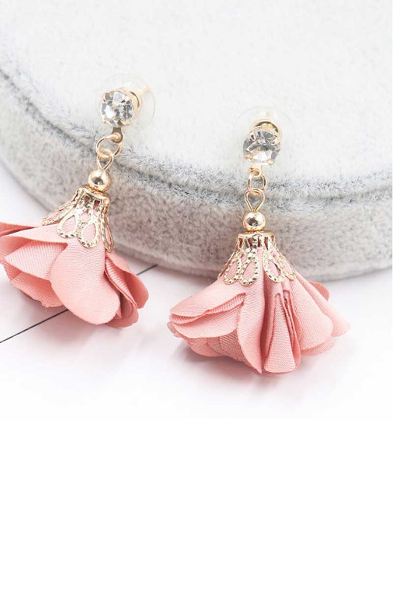 Boucles d'oreilles fleur rose - Ref B0113 - 01