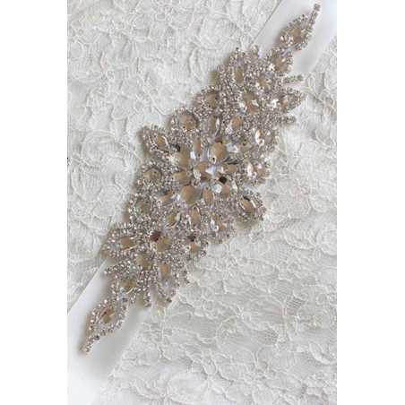 Rhinestone sash for wedding dress white