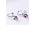 Boucle Oreille Anneau Coeur Cristal Rose - Ref B096 - 06