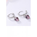 Women's Earrings Pink Stone Heart Hoop - Ref B096 - 06