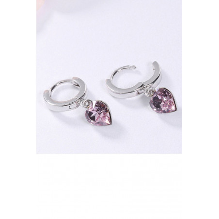 Women's Earrings Pink Stone Heart Hoop