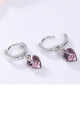 Women's Earrings Pink Stone Heart Hoop - Ref B096 - 06