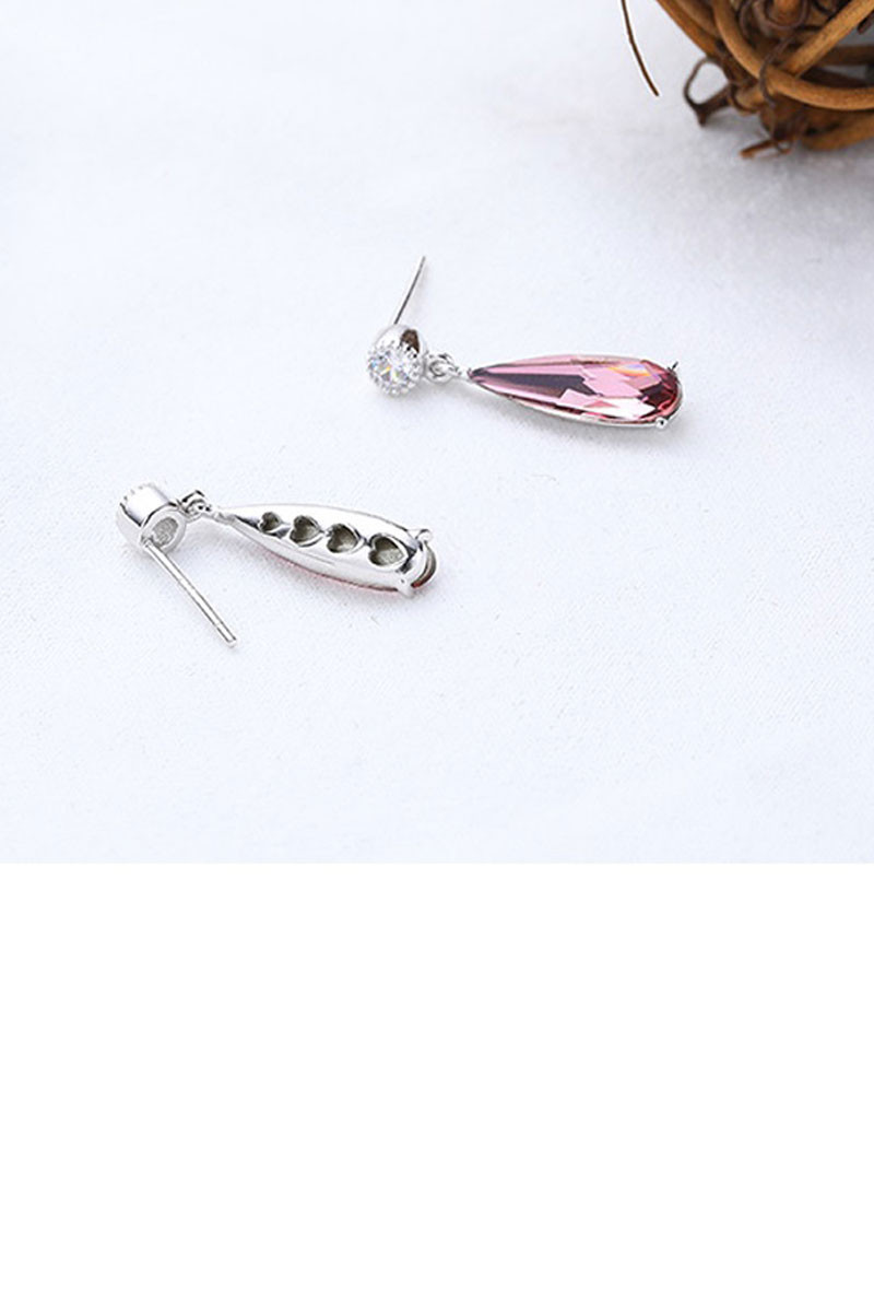 Boucles oreilles rose cristal - Ref B094 - 01
