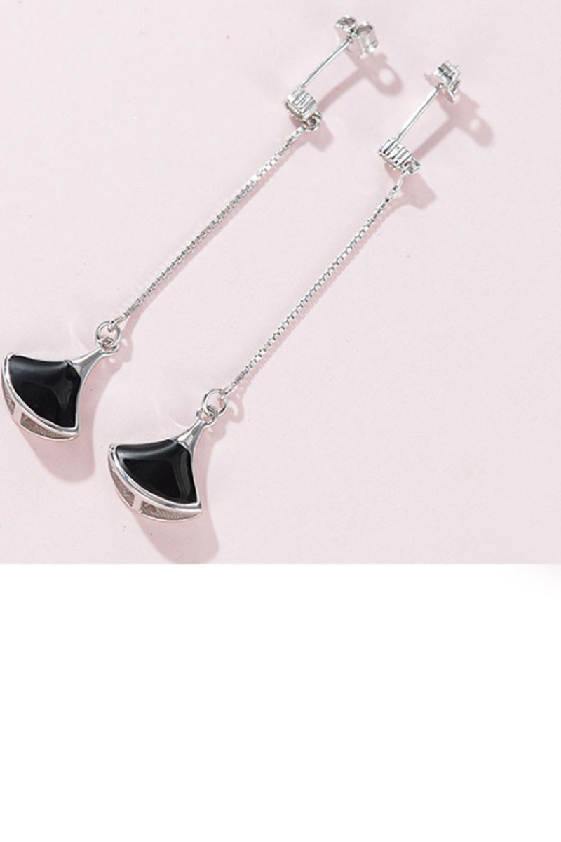 Affordable Fancy black pendant earrings - Ref B090 - 01
