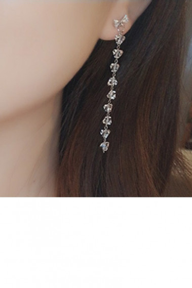 Boucle d'oreille chaine cristal pendante - B099 #1