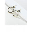 Cute circle stud golden black earrings - Ref B088 - 05