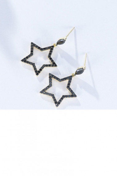 Small studs golden black star earrings - B093 #1