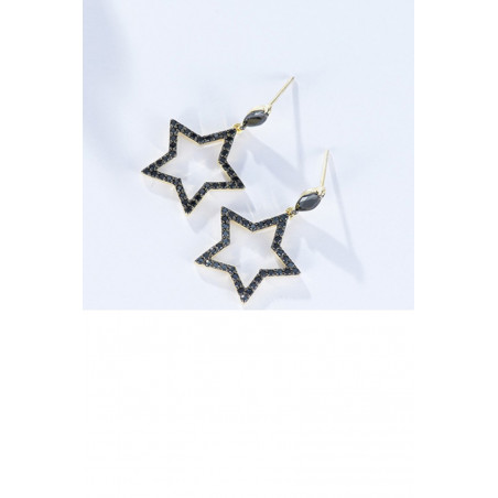 Small studs golden black star earrings