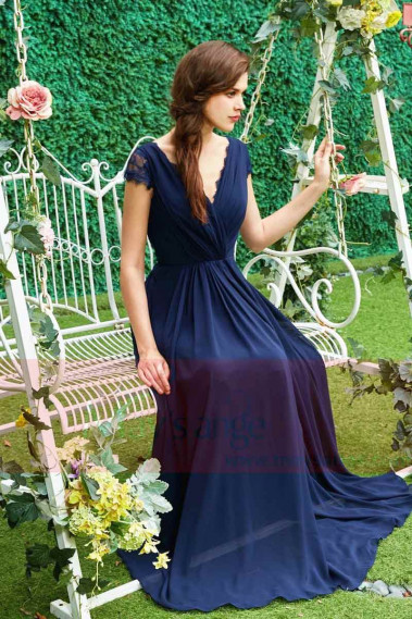 robe de soirée bleu marine Rome - L787 #1